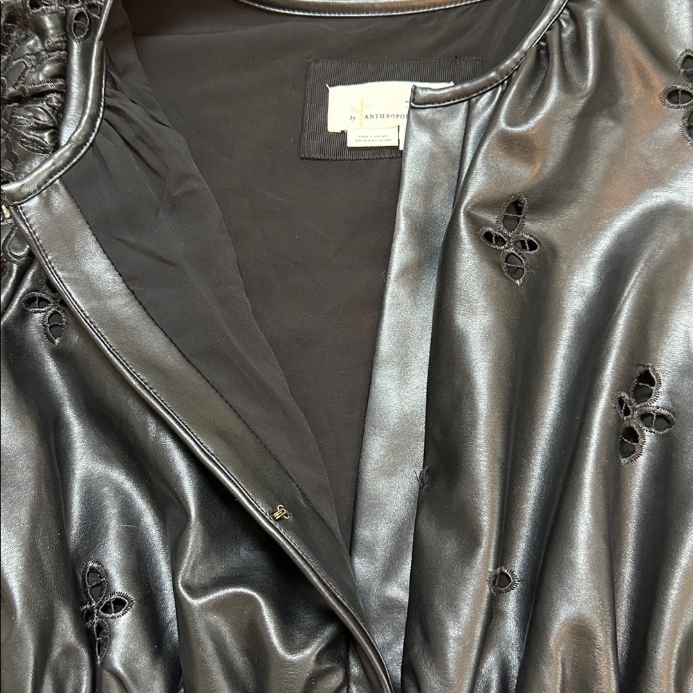 ANTHROPOLOGIE Women’s The Somerset Maxi Dress Faux Leather Embroidered Edition M - Picture 9 of 15